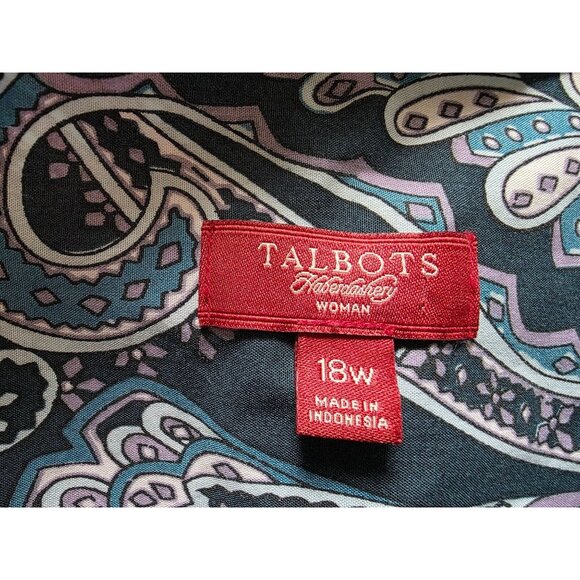 Talbots Womens Paisley Button-Up Shirt 18W Teal & Purple - Picture 5 of 8